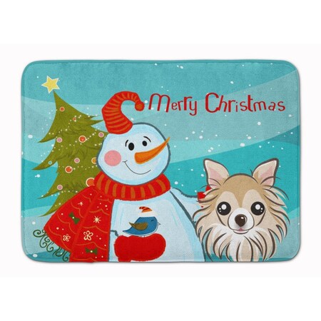 Carolines Treasures Snowman with Chihuahua Machine Washable Memory Foam Mat BB1871RUG